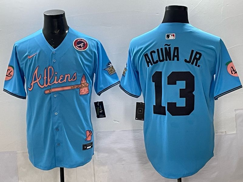 Men Atlanta Braves Nike #13 Acuna jr Light blue 5th generation Joint Name 2025 MLB Jersey 07->atlanta braves->MLB Jersey